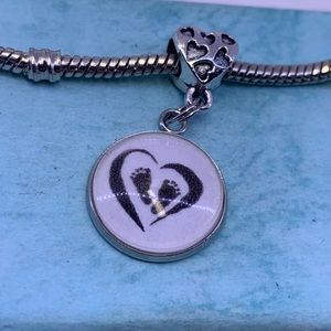 Baby feet footprint infant heart eureopan charm